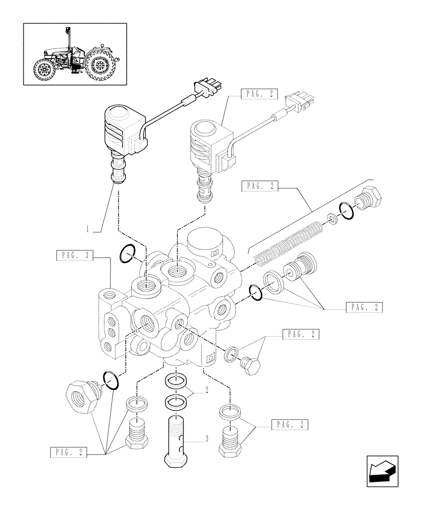 Схема запчастей Case IH JX1075C - (1.33.2/06[01]) - (VAR.326) REAR ELECTROHYDRAULIC DIFF. LOCK - C5737 (04) - FRONT AXLE & STEERING