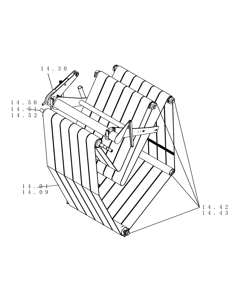 Схема запчастей Case IH RBX453 - (SECTION 14[RBX453]) - PICTORIAL INDEX, BALE CHAMBER (00) - GENERAL