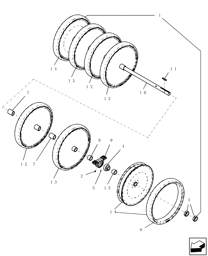 Схема запчастей Case IH ATX400 - (6.280.1) - PACKER GANG ASSY 10" SPACING, 7 RUBBER WHEELS Packer Gang Assemblies and Frames