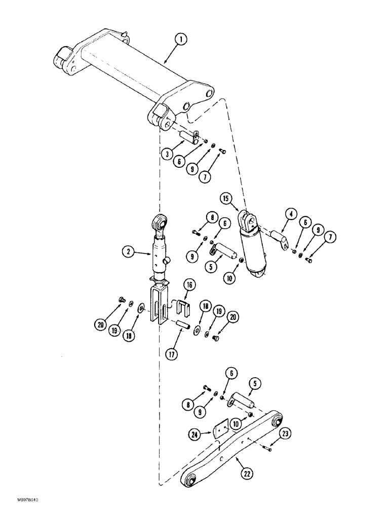 Схема запчастей Case IH 9370 - (9-002) - THREE POINT HITCH CYLINDERS AND LOWER LIFT ARMS, PRIOR TO P.I.N. JEE0069308, 9370 AND 9380 ONLY (09) - CHASSIS/ATTACHMENTS