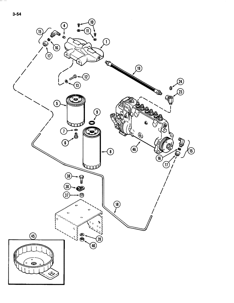 Схема запчастей Case IH 4494 - (3-054) - FUEL FILTER SYSTEM, 504BDT DIESEL ENGINE (03) - FUEL SYSTEM