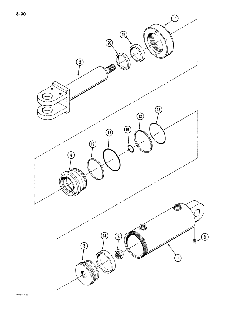 Схема запчастей Case IH STEIGER - (8-030) - HITCH CYLINDER ASSEMBLY (08) - HYDRAULICS