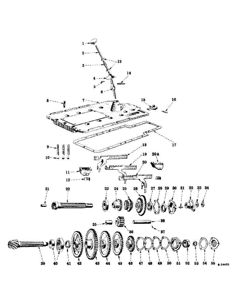 Схема запчастей Case IH 240 - (169) - CHASSIS, GEAR SHIFTER MECHANISM AND TRASMISSION, FARMALL 200 AND 230 TRACTORS (12) - CHASSIS