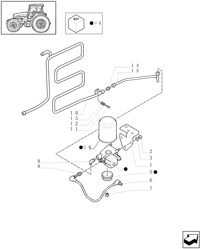 Схема запчастей Case IH MAXXUM 110 - (1.68.6[05]) - TRAILER AIR BRAKE - AIR DRYER AND PIPES (VAR.332727-333727-332737-339737-332739-333739) (05) - REAR AXLE