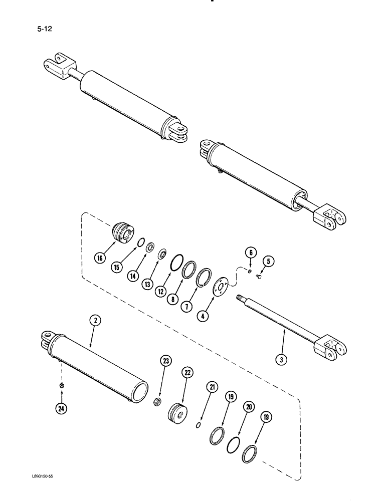 Схема запчастей Case IH 1670 - (5-12) - 1304773C92 STEERING CYLINDER (04) - STEERING