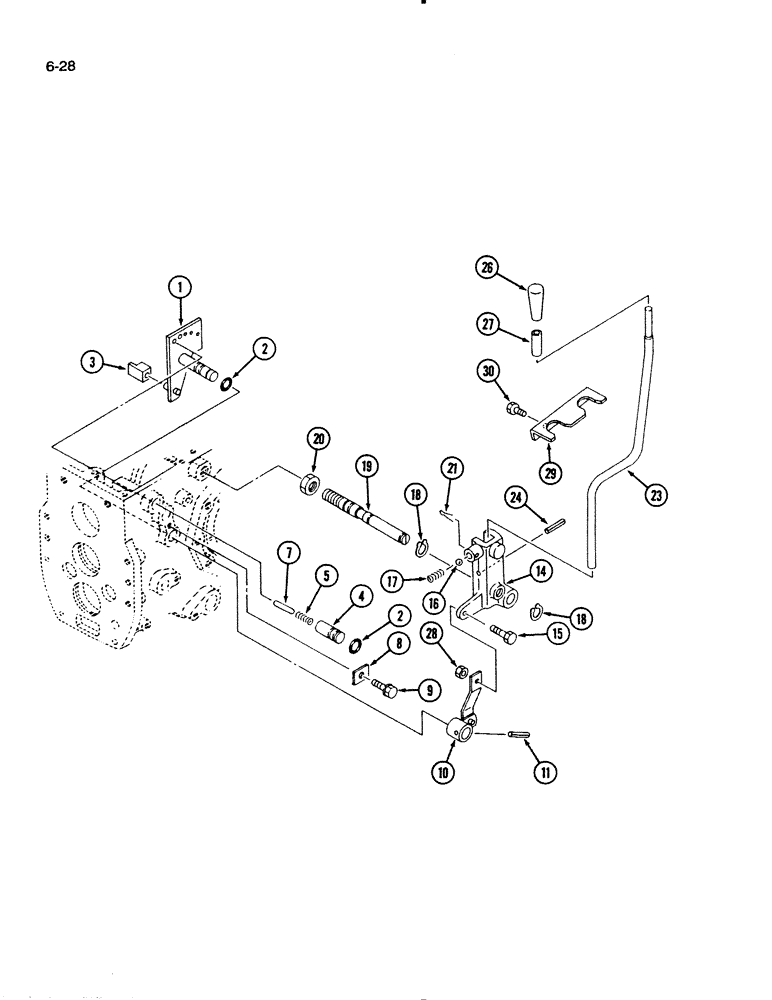 Схема запчастей Case IH 1140 - (6-28) - TRANSMISSION RANGE SHIFT LINKAGE (06) - POWER TRAIN