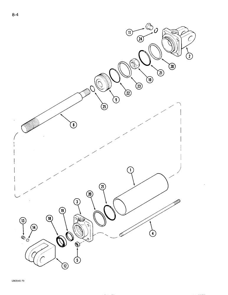 Схема запчастей Case IH 730 - (8-4) - HYDRAULIC CYLINDER, REAR FURROW WHEEL 