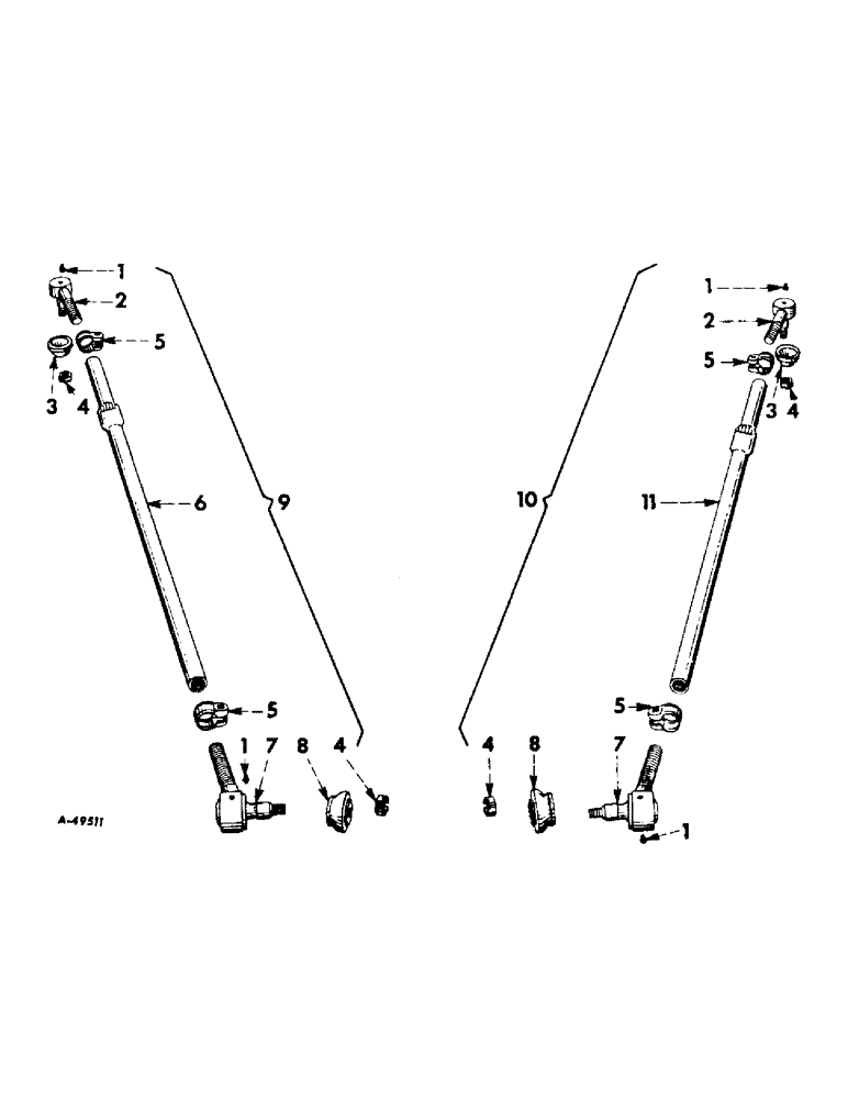 Схема запчастей Case IH 340 - (149) - STEERING MECHANISM, STEERING DRAG LINKS, O & S BEARING AND MFG. CO., INTL 330, 340, AND 340 DIESEL Steering Mechanism