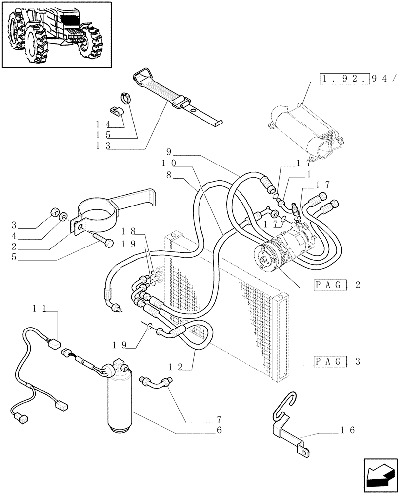 Схема запчастей Case IH JX1070C - (0.88.0[03]) - (VAR.577-608) AIR CONDITIONING - FILTER AND BRACKET - C5034 (01) - ENGINE