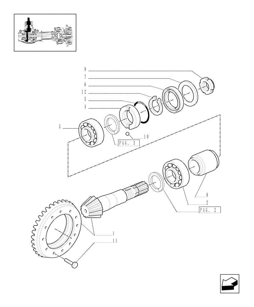 Схема запчастей Case IH JX1060C - (1.40.0/06[01]) - 4WD FRONT AXLE - BEVEL GEAR/PINION SET (04) - FRONT AXLE & STEERING