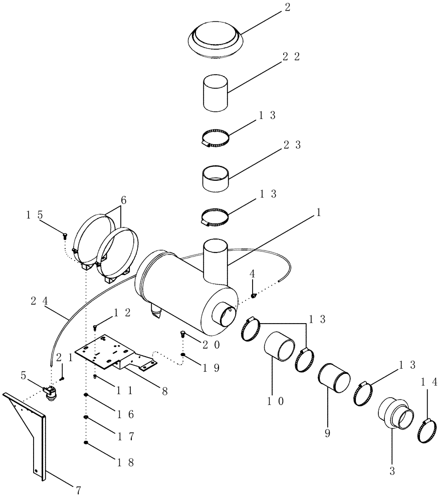 Схема запчастей Case IH PX140 - (02-03) - AIR CLEANER AND MOUNTING (02) - ENGINE