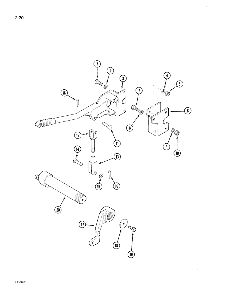 Схема запчастей Case IH 495 - (7-020) - PARK BRAKE LINKAGE, MFD ORCHARD TRACTOR (07) - BRAKES