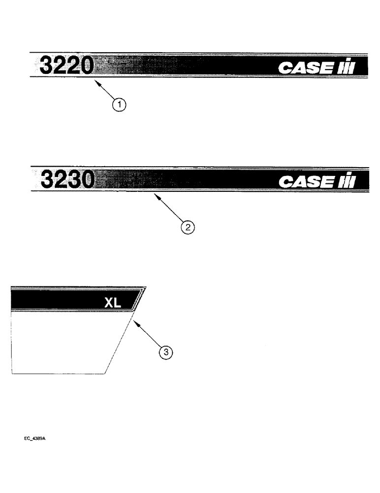 Схема запчастей Case IH 3220 - (9-112) - DECALS, MODEL DESIGNATION STRIPES, TRACTOR WITH CAB (09) - CHASSIS/ATTACHMENTS