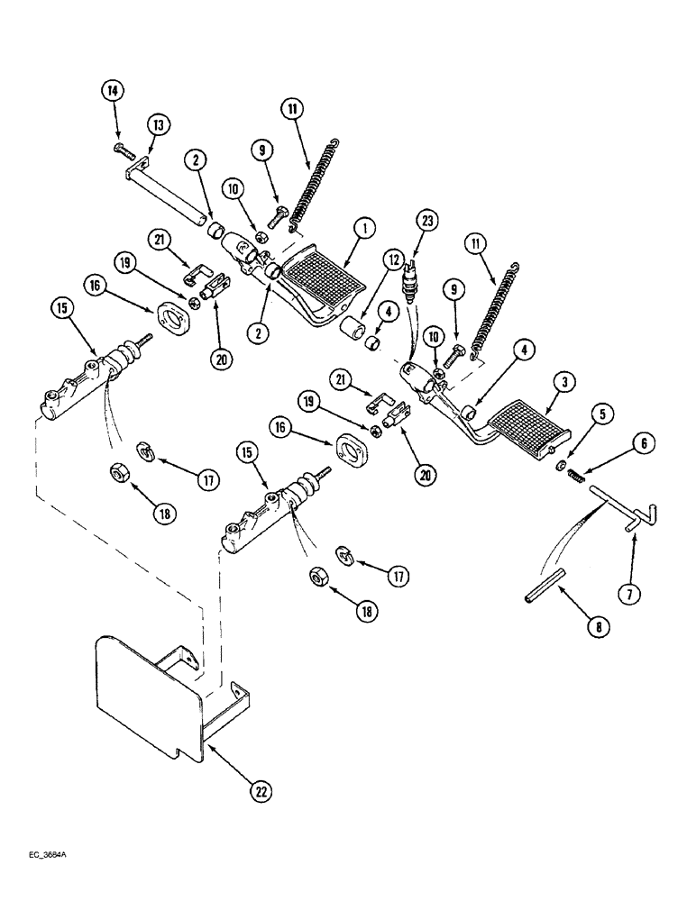 Схема запчастей Case IH 4240 - (7-06) - BRAKE PEDALS, TRACTOR WITH CAB (07) - BRAKES