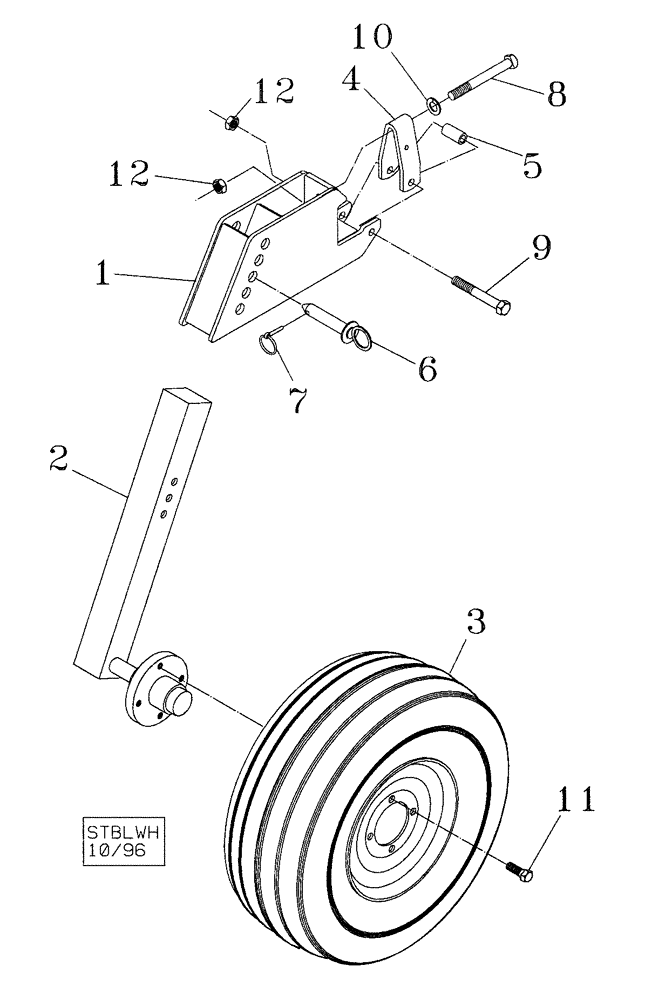 Схема запчастей Case IH TIGERMATE II - (44.100.07) - WING RIGID STABILIZER WHEEL (44) - WHEELS