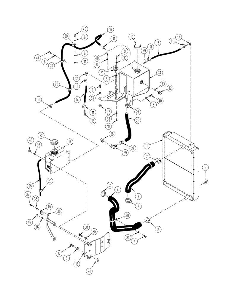 Схема запчастей Case IH STX275 - (02-01) - RADIATOR PLUMBING (02) - ENGINE