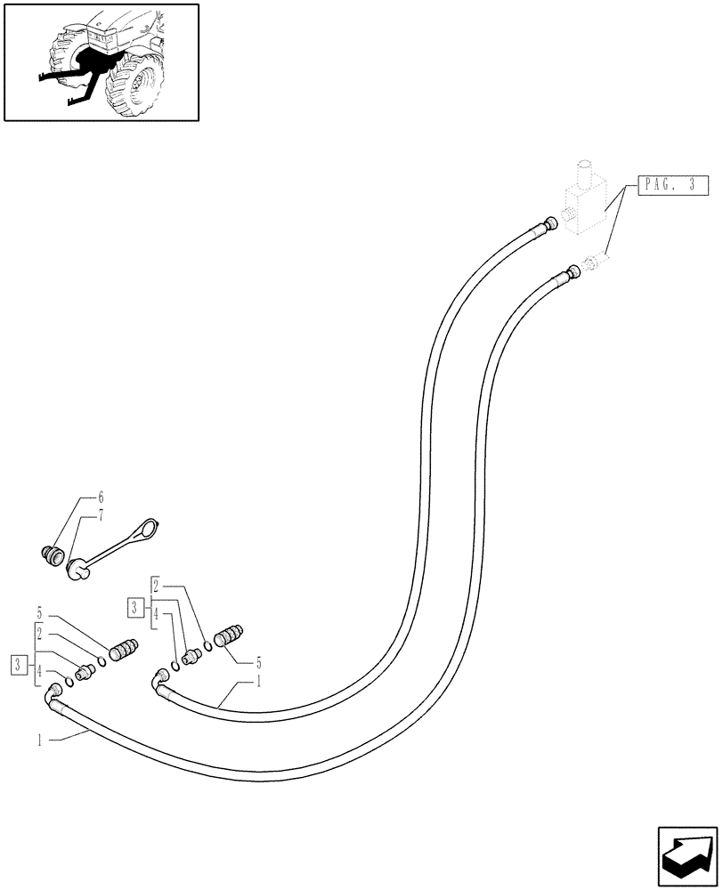 Схема запчастей Case IH MAXXUM 130 - (1.81.9/04[05]) - INTEGRATED FRONT HPL - PIPES - C6519 (VAR.330831-331831-332831-333831) (07) - HYDRAULIC SYSTEM