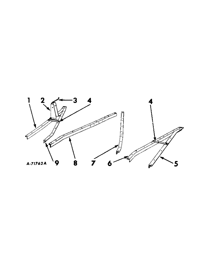 Схема запчастей Case IH 55 - (B-84) - NARROW-ROW ROW-CROP UNIT (TWO-ROW) - MAIN FRAME SUPPORTS (58) - ATTACHMENTS/HEADERS