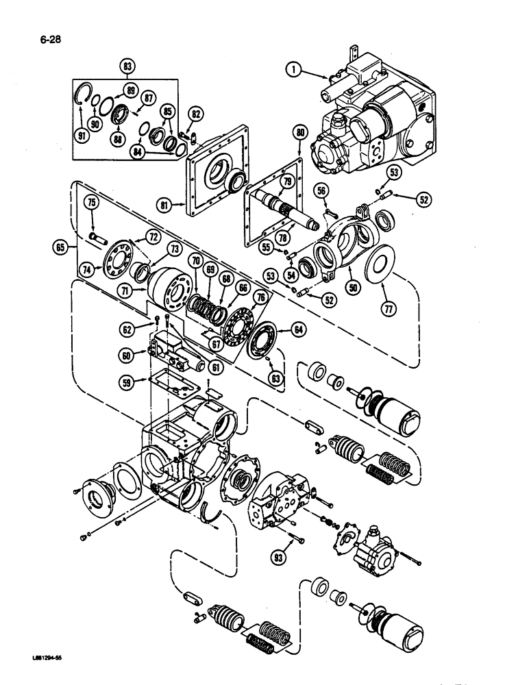 Схема запчастей Case IH 1844 - (6-28) - HYDROSTATIC PUMP, 1844 COTTON PICKER (03) - POWER TRAIN