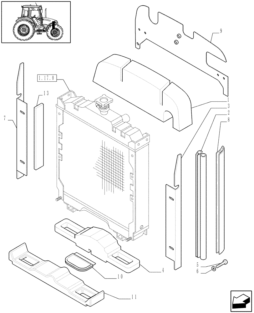 Схема запчастей Case IH JX95 - (1.17.5[01A]) - RADIATOR - SEALS - D6489 (02) - ENGINE EQUIPMENT