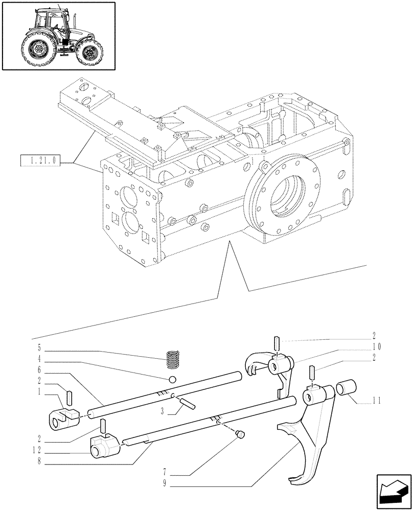 Схема запчастей Case IH JX95 - (1.32.2[02]) - CENTRAL REDUCTION GEARS CONTROLS (03) - TRANSMISSION