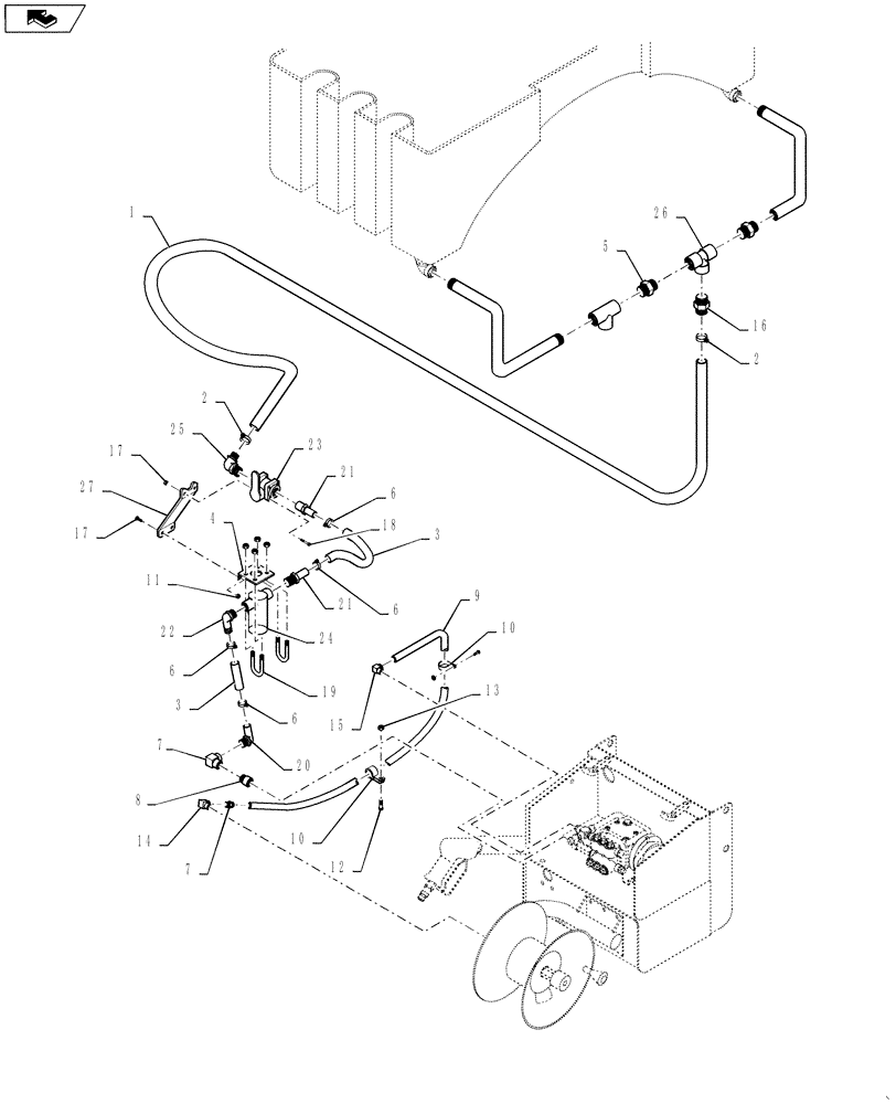 Схема запчастей Case IH 610 - (78.120.03.AA) - PRESSURE WASHER PLUMBING (78) - SPRAYING