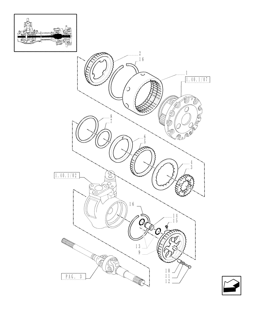 Схема запчастей Case IH JX1085C - (1.40.1/10[04]) - (VAR.323) STANDARD FRONT AXLE W/ ELECTROHYDR. DIFF. LOCK, W/ FRONT BRAKES (40KM/H) - COVER PLATE (04) - FRONT AXLE & STEERING