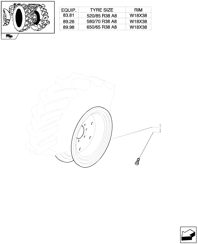 Схема запчастей Case IH PUMA 195 - (83.00[01]) - REAR WHEELS (11) - WHEELS/TRACKS