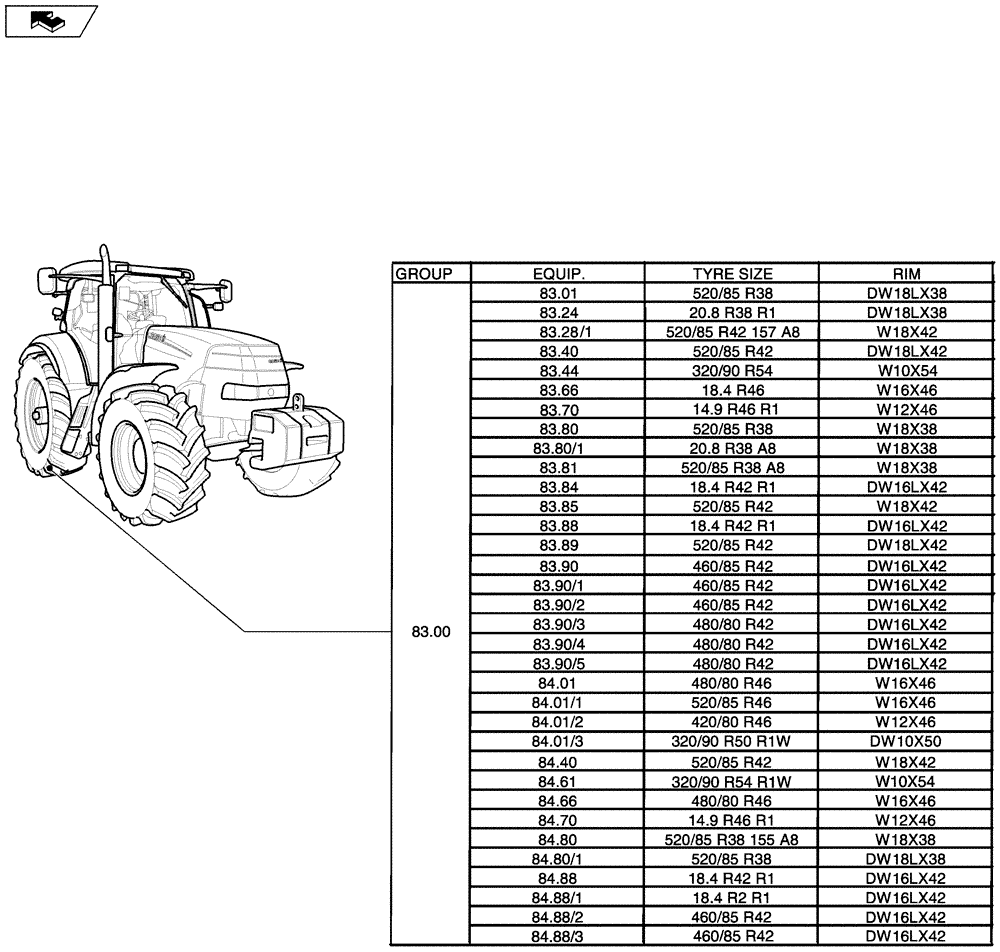 Схема запчастей Case IH PUMA 210 - (SEC. 11[02]) - WHEELS / TRACKS (00) - GENERAL