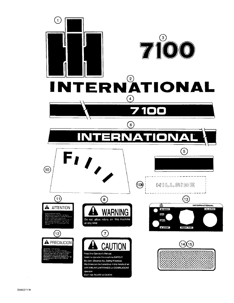 Схема запчастей Case IH 7100 - (9-158) - DECALS, INTERNATIONAL (09) - CHASSIS/ATTACHMENTS