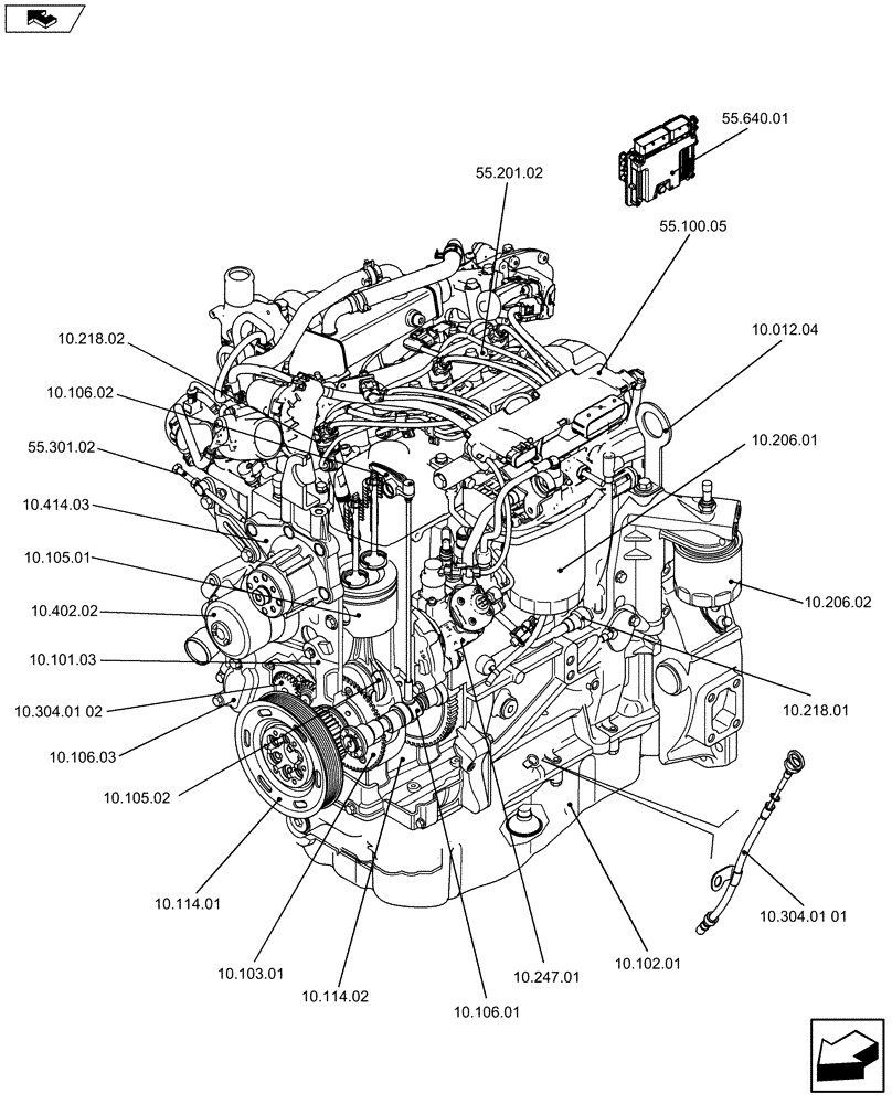 Схема запчастей Case IH F5HFL413B A001 - (10.000.01[01]) - PICTORIAL INDEX - ENGINE (5801398328) (10) - ENGINE