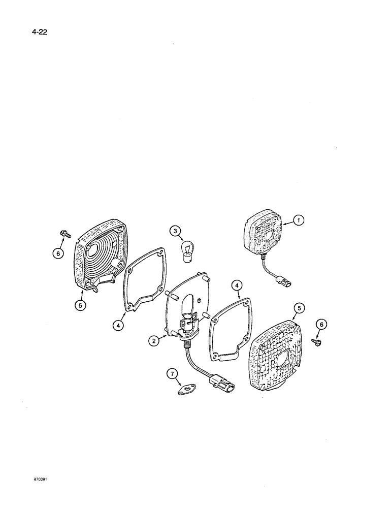 Схема запчастей Case IH 8600 - (4-22) - AMBER FLASHER LAMPS (04) - ELECTRICAL SYSTEMS