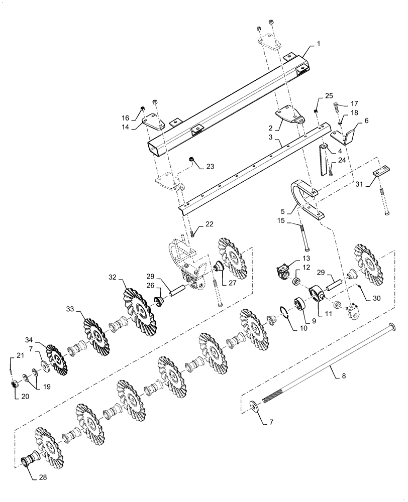 Схема запчастей Case IH TRUE-TANDEM 335VT - (75.200.AA[10]) - CUSHION OUTER WING GANG PARTS REAR (75) - SOIL PREPARATION