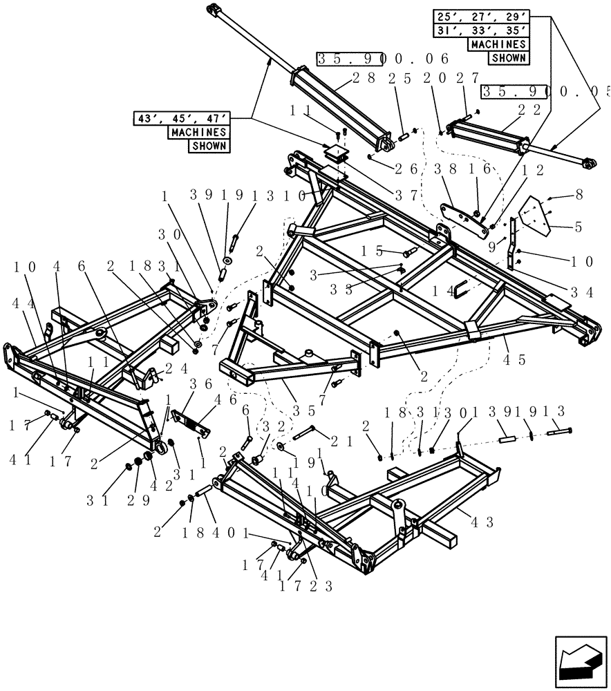 Схема запчастей Case IH 600 - (39.100.01) - 13 CENTER ASSEMBLY (39) - FRAMES AND BALLASTING