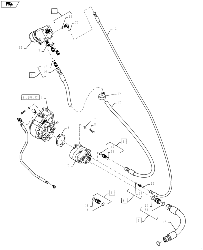 Схема запчастей Case IH TITAN 4030 - (41.206.01) - STEERING PUMP ASSEMBLY (41) - STEERING