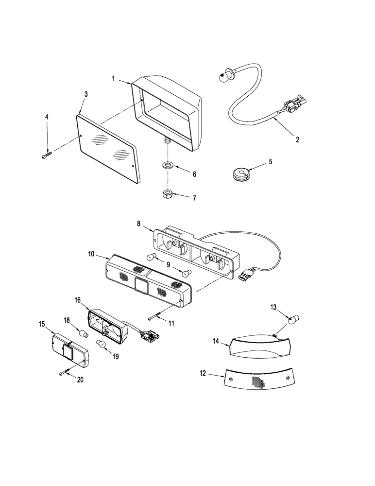 Схема запчастей Case IH STX530 - (04-25[01]) - LAMPS - REAR FRAME AND FIELD, EUROPE (04) - ELECTRICAL SYSTEMS