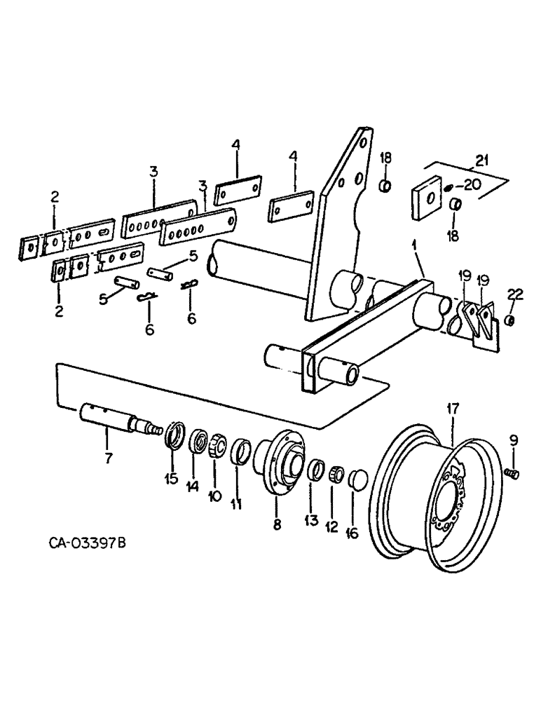 Схема запчастей Case IH 490 - (AG-08) - CENTER FRAME WHEEL AXLE 