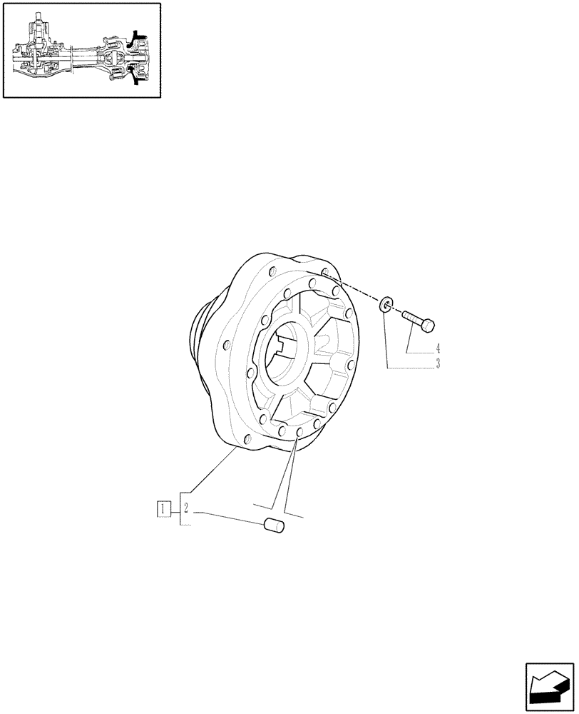 Схема запчастей Case IH JX1060C - (1.40.0/03) - 4WD FRONT AXLE - HUB (04) - FRONT AXLE & STEERING