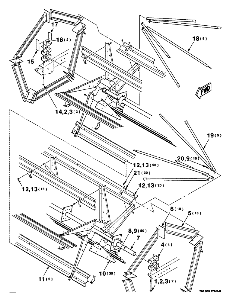 Схема запчастей Case IH 8830 - (3-06) - REEL BAT ASSEMBLY, HEAVY DUTY, 18 FOOT (58) - ATTACHMENTS/HEADERS