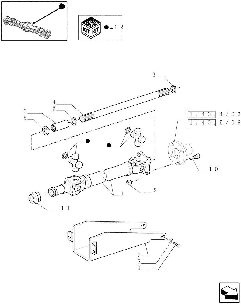 Схема запчастей Case IH MAXXUM 130 - (1.38.5/01) - FOUR WHEEL DRIVE PROPELLER SHAFT FOR SUSPENDED FRONT AXLE (04) - FRONT AXLE & STEERING