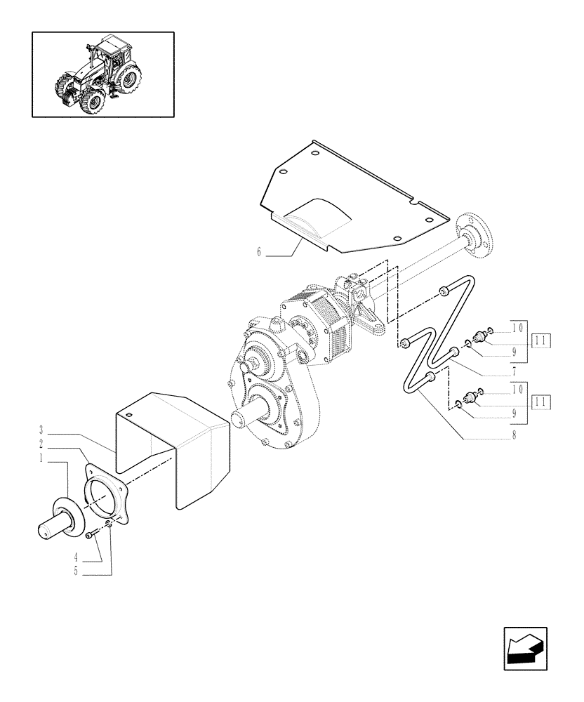 Схема запчастей Case IH MXU100 - (1.80.5/01[02]) - FRONT POWER TAKE-OFF (6 GROOVES) WITH FRONT BRAKES - GUARDS AND PIPES (07) - HYDRAULIC SYSTEM