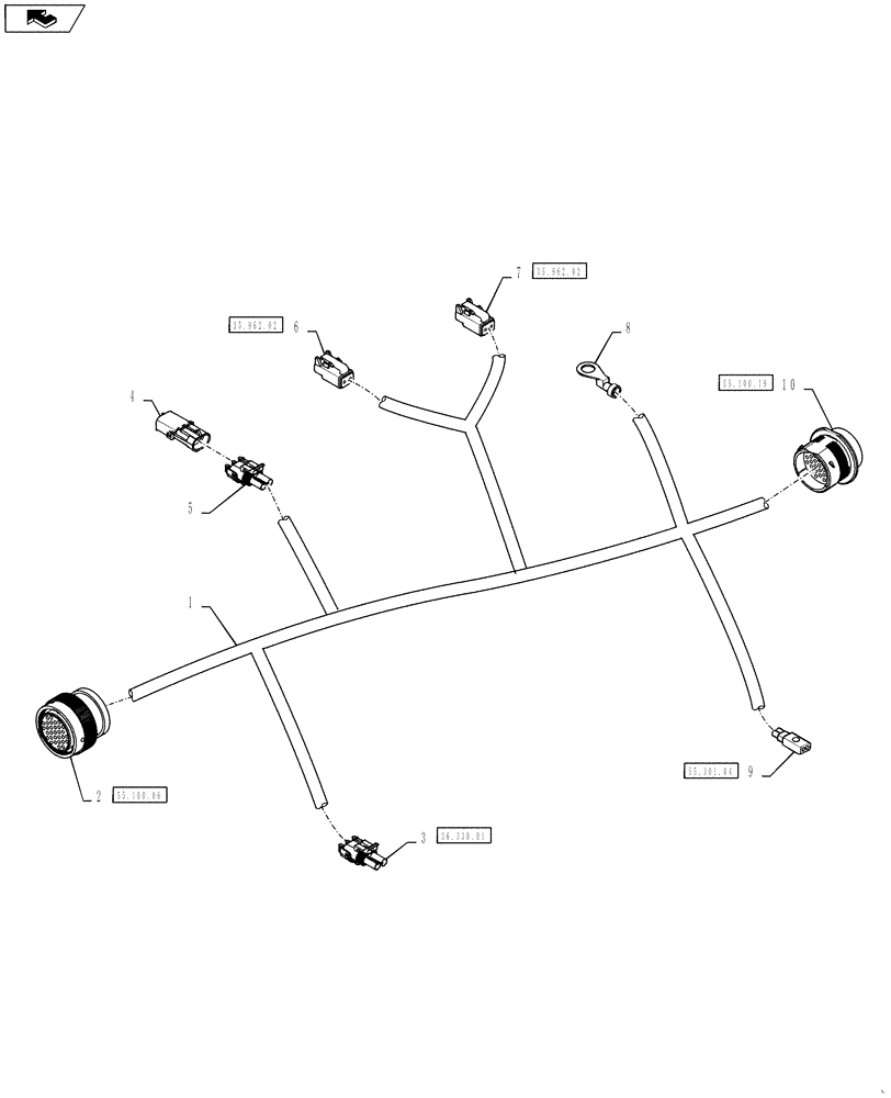 Схема запчастей Case IH 4430 - (55.100.15) - HYDRAULIC CONTROL HARNESS, FRAME (55) - ELECTRICAL SYSTEMS