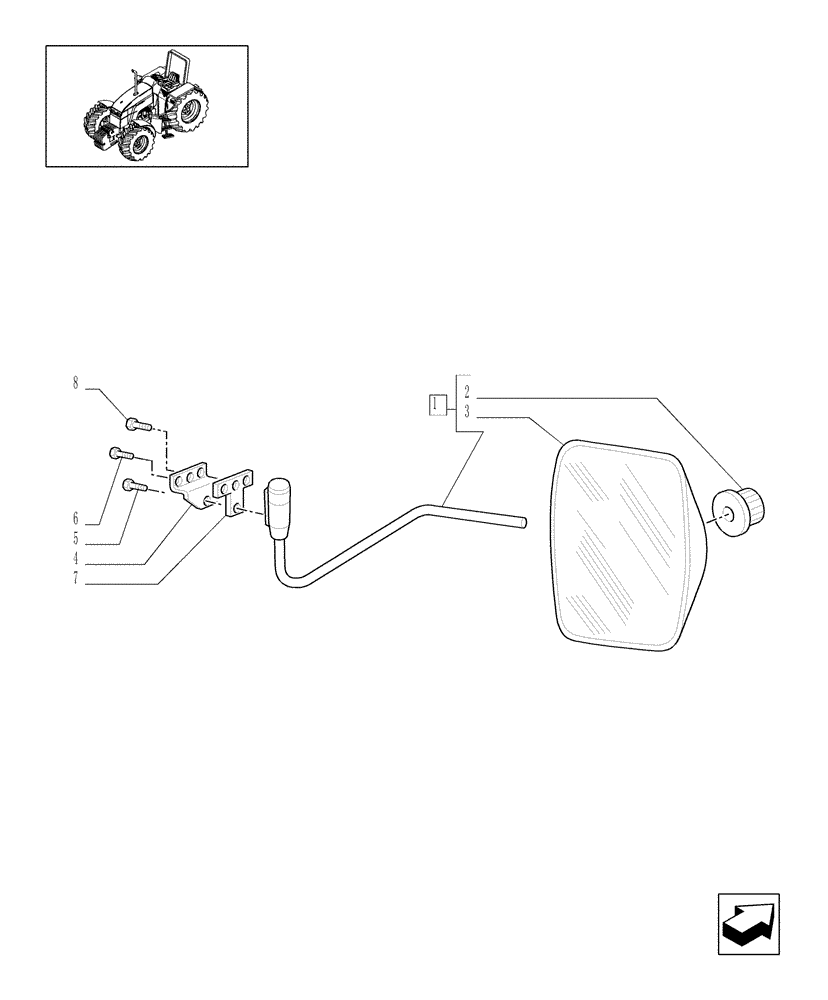 Схема запчастей Case IH MXU125 - (1.93.6/03) - (VAR.878/1) REAR-VIEW MIRRORS FOR ROPS (10) - OPERATORS PLATFORM/CAB