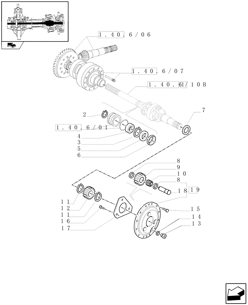 Схема запчастей Case IH PUMA 115 - (1.40. 6/10[01A]) - 4WD (CL.3) FRONT AXLE WITH LIMITED SLIP DIFF. L/ST. SENSOR W/BRAKES - GEARS AND SHAFT - D6449 (VAR.330425) (04) - FRONT AXLE & STEERING