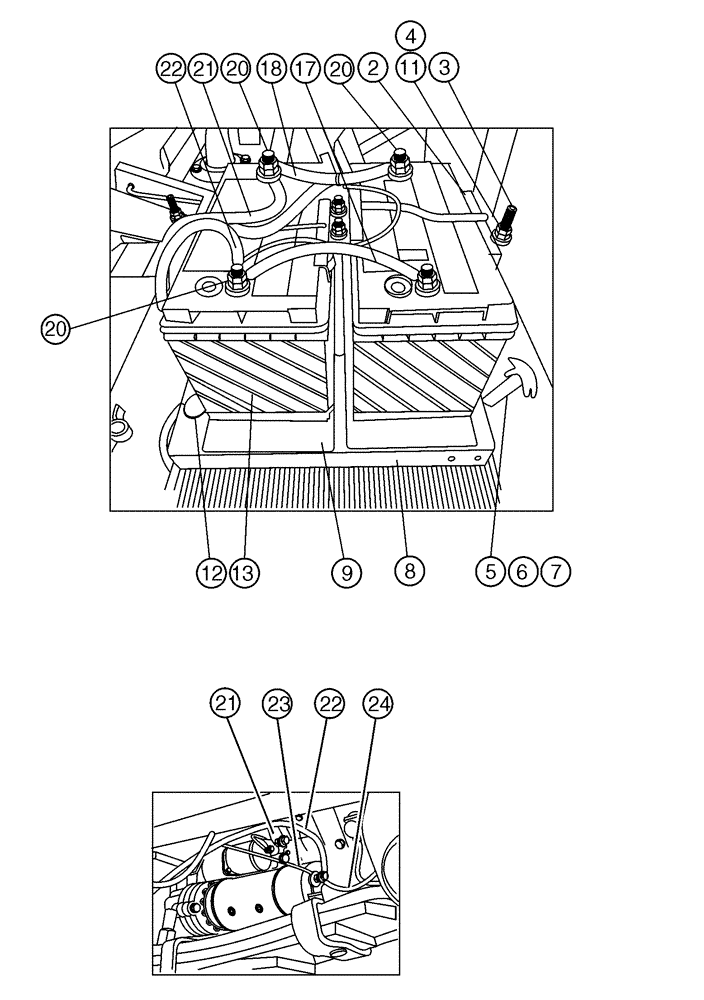 Схема запчастей Case IH 4300 - (02-017) - BATTERY GROUP (01) - ENGINE