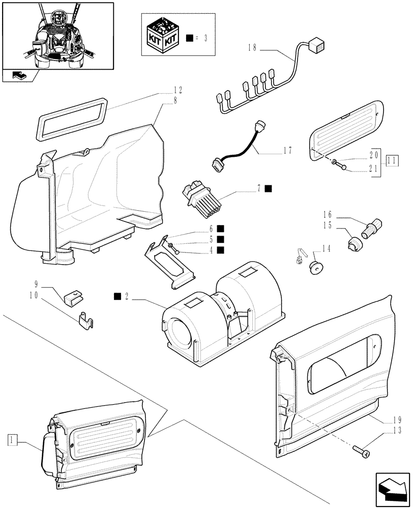 Схема запчастей Case IH PUMA 125 - (1.94.2/01D) - AUTOMATIC CLIMATE CONTROL - BLOWER - BREAKDOWN - D5923 - C6119 (VAR.330643) (10) - OPERATORS PLATFORM/CAB