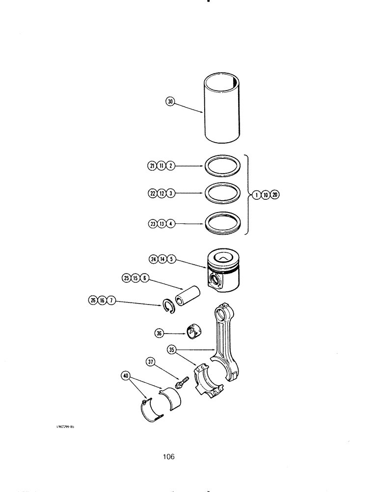 Схема запчастей Case IH 6590T - (106) - PISTONS, 6T-590 ENGINE 