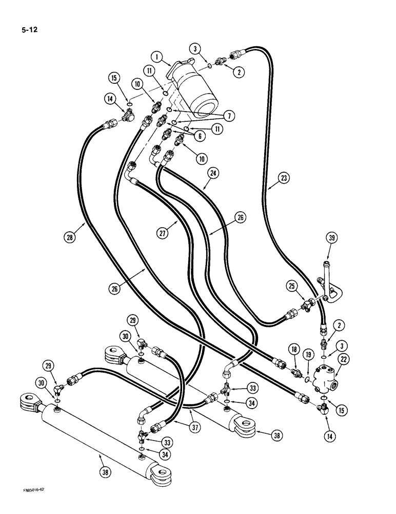 Схема запчастей Case IH 9190 - (5-12) - SYSTEM HYDRAULICS, P.I.N. 17000315 AND AFTER (05) - STEERING