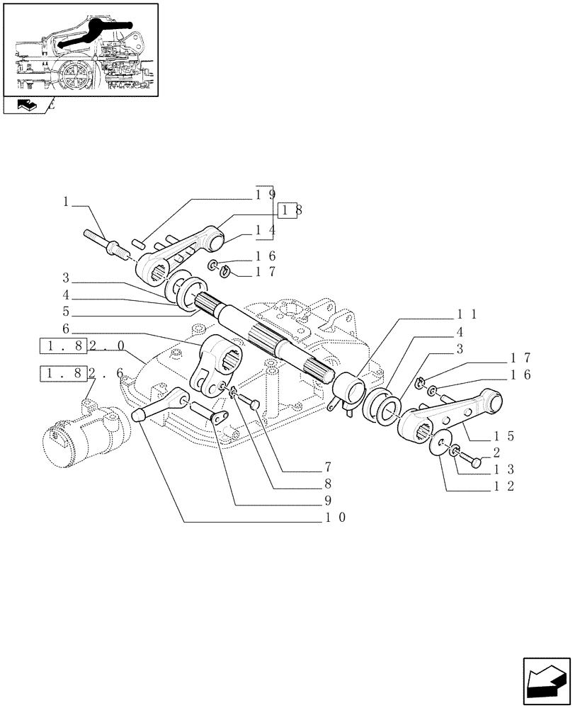 Схема запчастей Case IH FARMALL 65C - (1.82.8/01) - HPL WITH MECHANICAL/ELECTRONIC DRAFT CONTROL FOR APUH - CONNECTION SHAFT (VAR.331127-333127-330128) (07) - HYDRAULIC SYSTEM