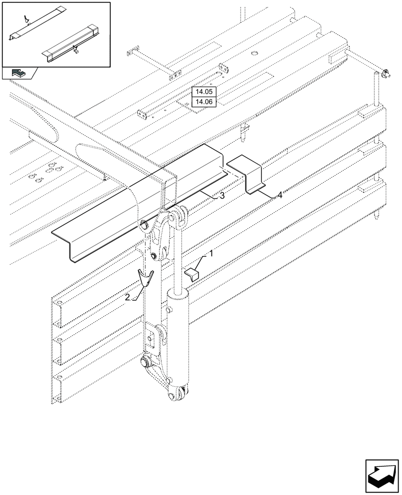 Схема запчастей Case IH LB433R - (14.11[01]) - DENSITY LEVER SUPPORT - D800 (14) - BALE CHAMBER